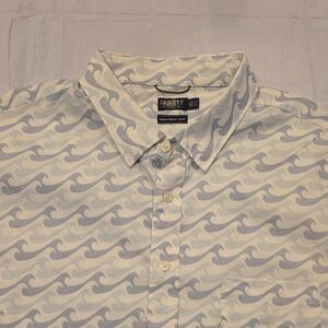 Faherty The Movement Shirt Short Sleeve Button Front Shirt Wave Pattern XXL